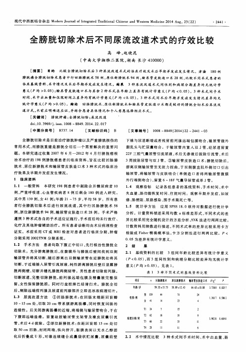 全膀胱切除术后不同尿流改道术式的疗效比较