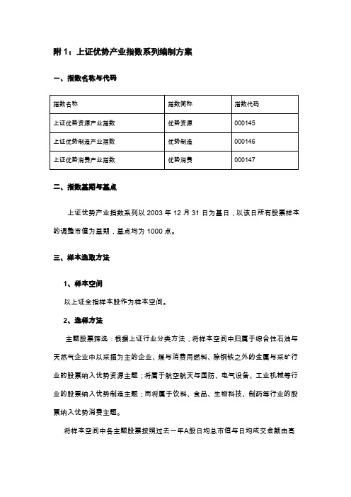 附1上证优势产业指数系列编制方案