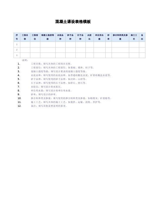 混凝土课设表格 -回复