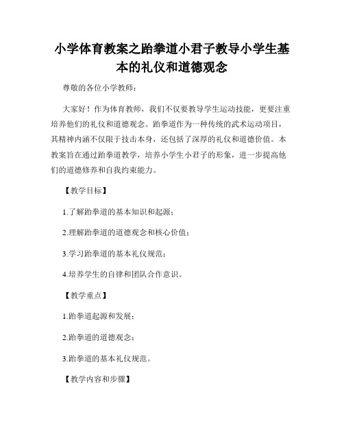 小学体育教案之跆拳道小君子教导小学生基本的礼仪和道德观念