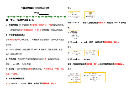 青岛版五四制四年级数学下册知识点