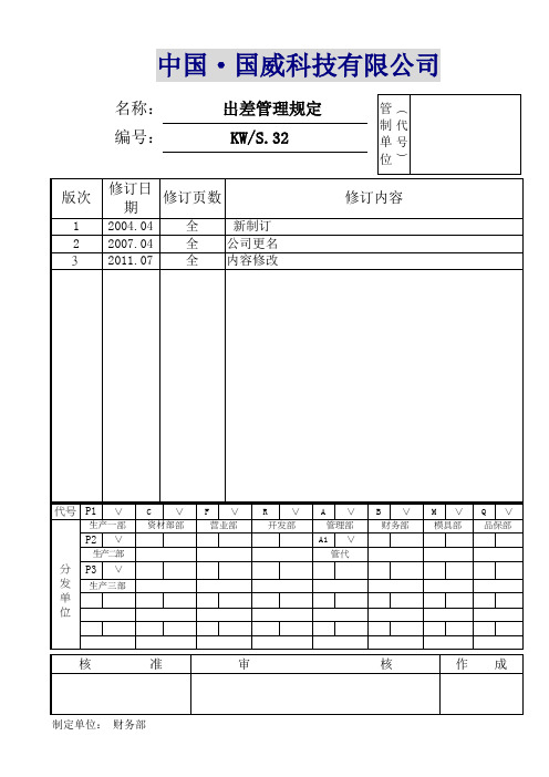 出差管理规定