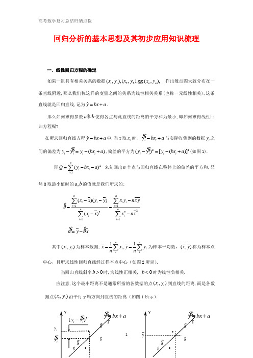 高中数学总结归纳点拨 回归分析的基本思想及其初步应用知识梳理