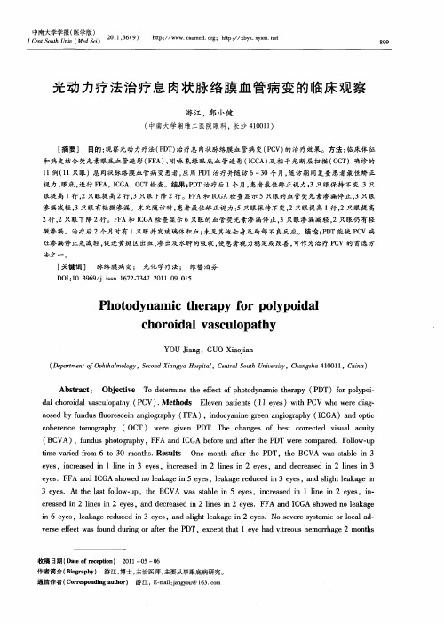 光动力疗法治疗息肉状脉络膜血管病变的临床观察