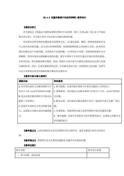 《向量在物理中的应用举例》教学设计、导学案、同步练习