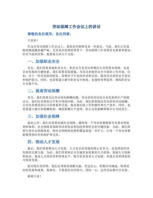 劳动保障工作会议上的讲话-文案范文