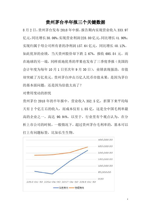 贵州茅台中报三个关键数据