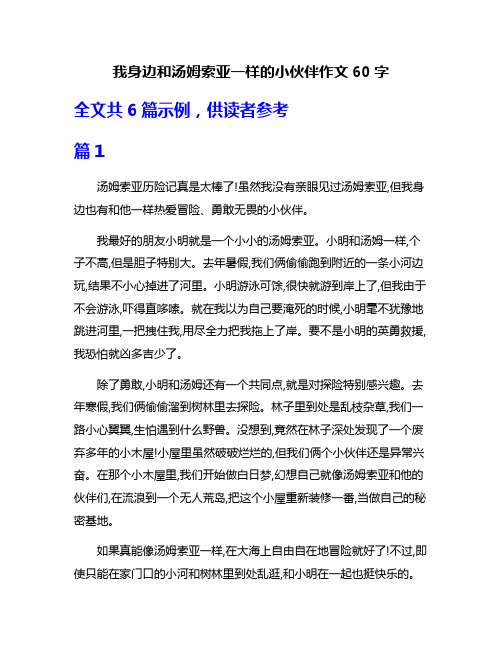 我身边和汤姆索亚一样的小伙伴作文60字