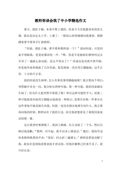 教师你误会我了中小学精选作文