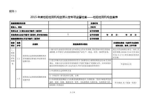 检验检测机构自查表