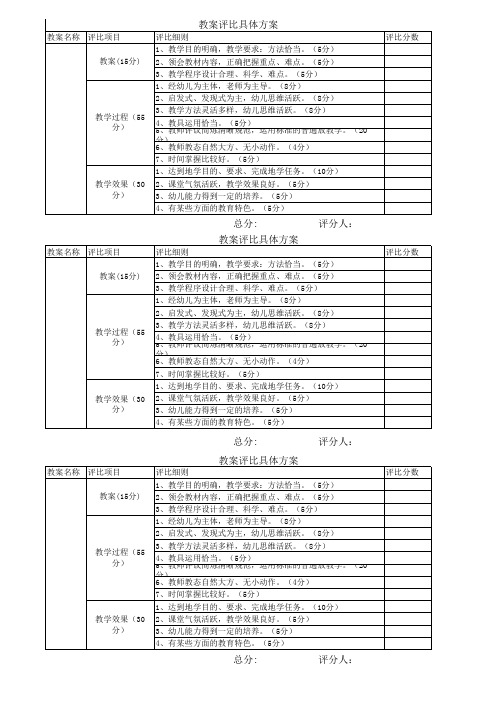 教案评分表