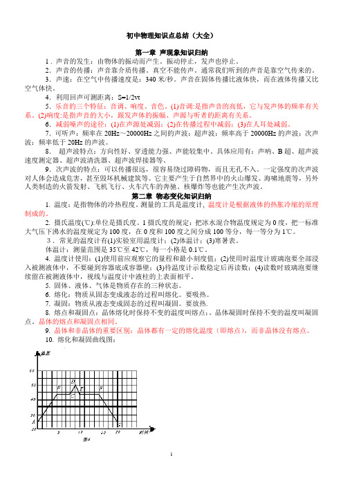 初中物理知识点总结(大全)