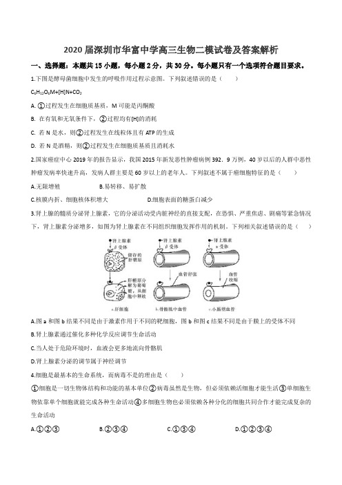 2020届深圳市华富中学高三生物二模试卷及答案解析