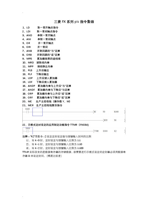 三菱FX系列plc指令详解