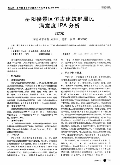 岳阳楼景区仿古建筑群居民满意度IPA分析