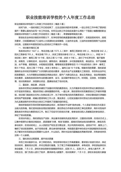 职业技能培训学校的个人年度工作总结范文（精选5篇）