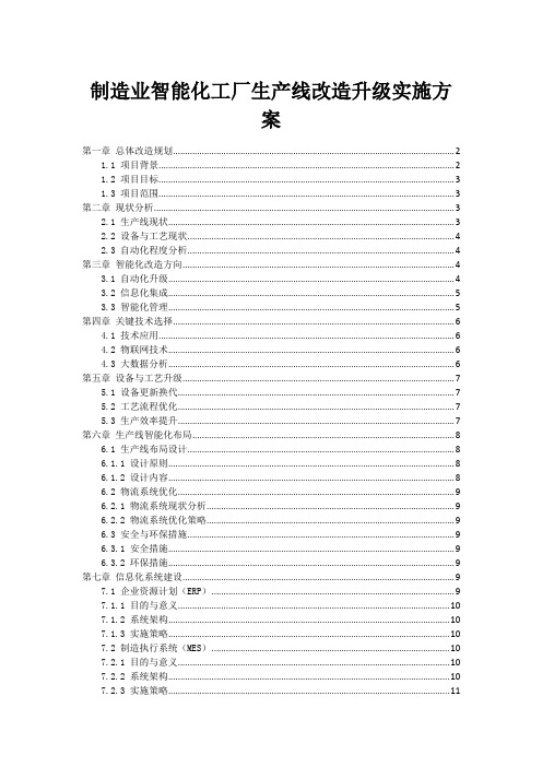 制造业智能化工厂生产线改造升级实施方案