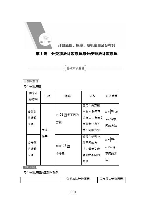 高考数学一轮复习第1讲 分类加法计数原理与分步乘法计数原理