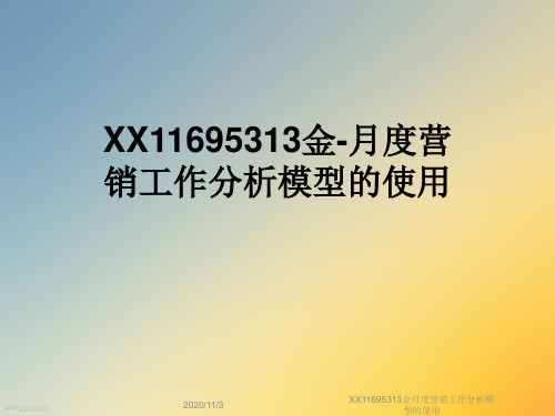 XX11695313金月度营销工作分析模型的使用