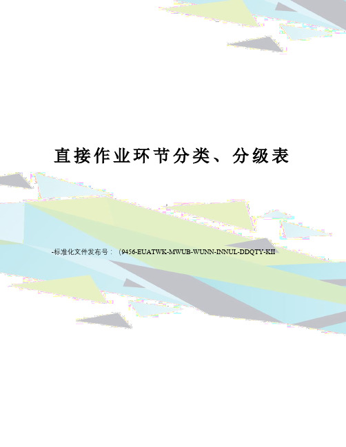 直接作业环节分类、分级表