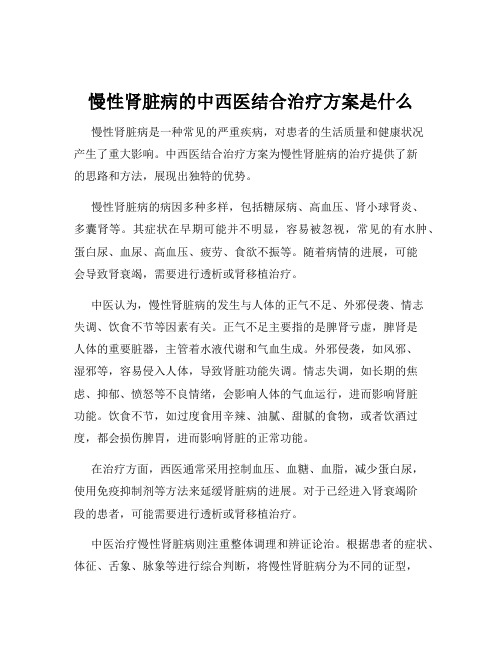 慢性肾脏病的中西医结合治疗方案是什么