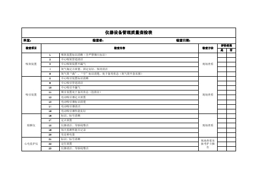 仪器设备管理质量查检表