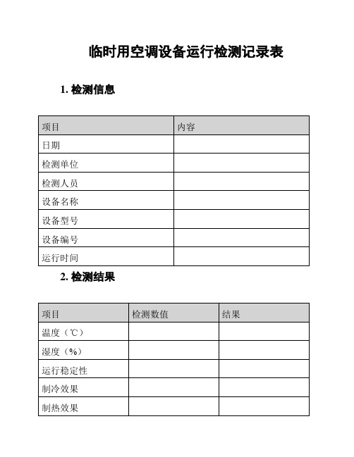 临时用空调设备运行检测记录表