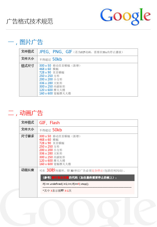 google adwords广告格式技术规范