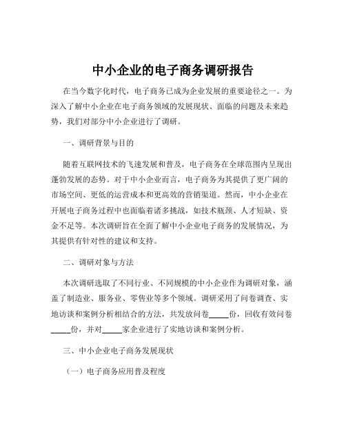 中小企业的电子商务调研报告