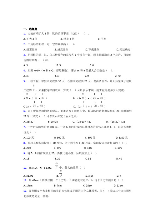 (五套试卷)2021年保定市小学数学小升初模拟试卷及答案