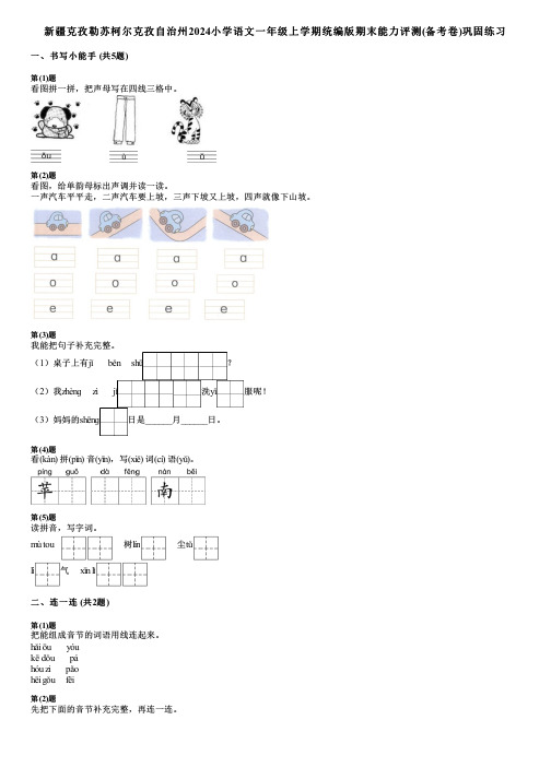 新疆克孜勒苏柯尔克孜自治州2024小学语文一年级上学期统编版期末能力评测(备考卷)巩固练习