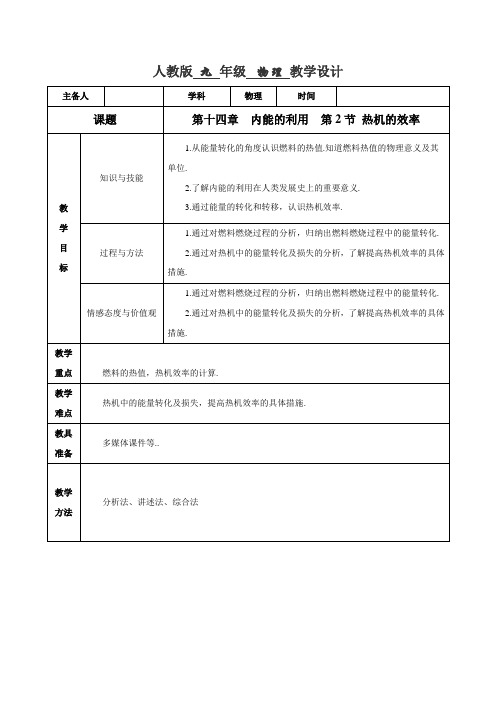 14.2 热机的效率(教学设计)