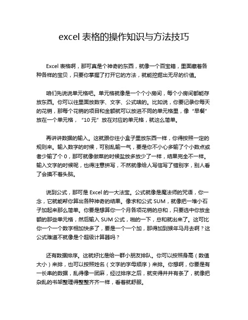 excel表格的操作知识与方法技巧