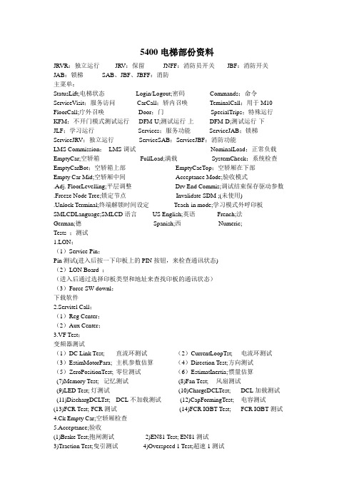 迅达5400部分调试资料说明教材