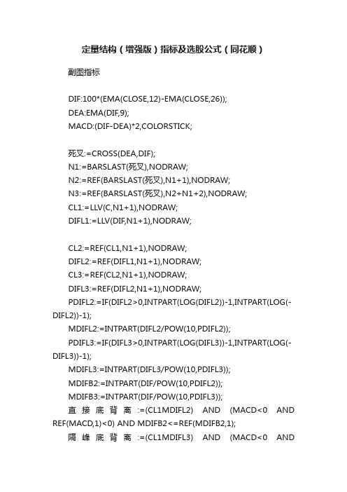 定量结构（增强版）指标及选股公式（同花顺）