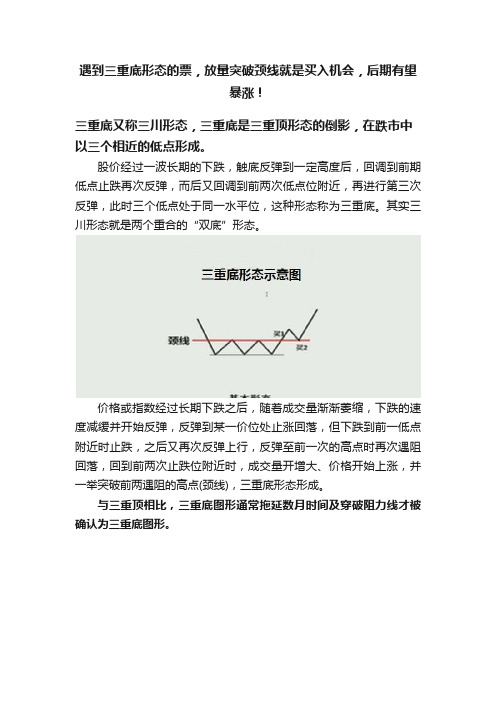 遇到三重底形态的票，放量突破颈线就是买入机会，后期有望暴涨！