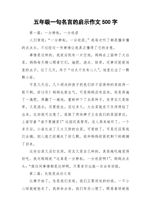 五年级一句名言的启示作文500字_作文