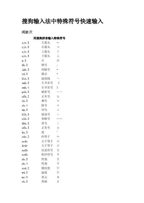 搜狗输入法中特殊符号快速输入