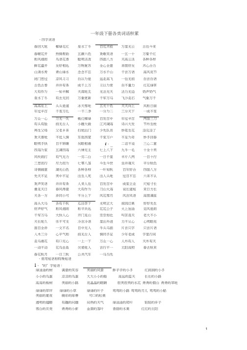 (word完整版)一年级语文下册各类词语大全,推荐文档