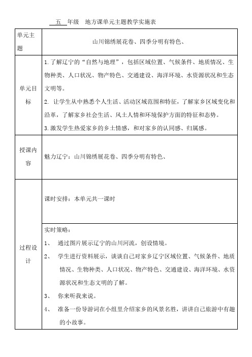 地方课五年级上魅力辽宁1《山川锦绣展画卷、四季分明有特色》