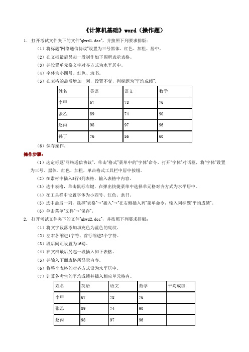 计算机应用基础word