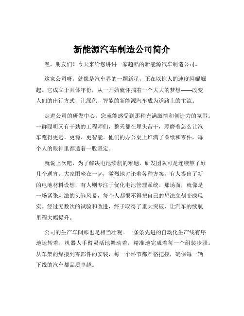 新能源汽车制造公司简介