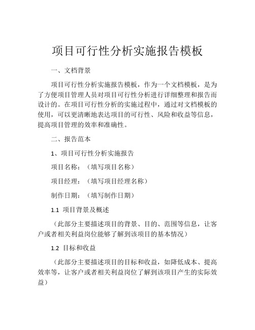 项目可行性分析实施报告模板