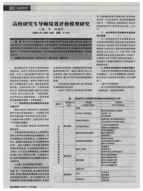 高校研究生导师绩效评价模型研究