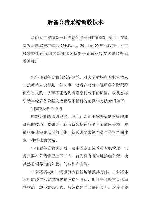 后备公猪采精调教技术