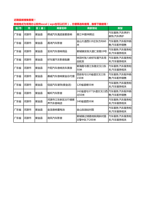 2020新版广东省河源市紫金县汽车影音工商企业公司商家名录名单黄页联系方式大全11家