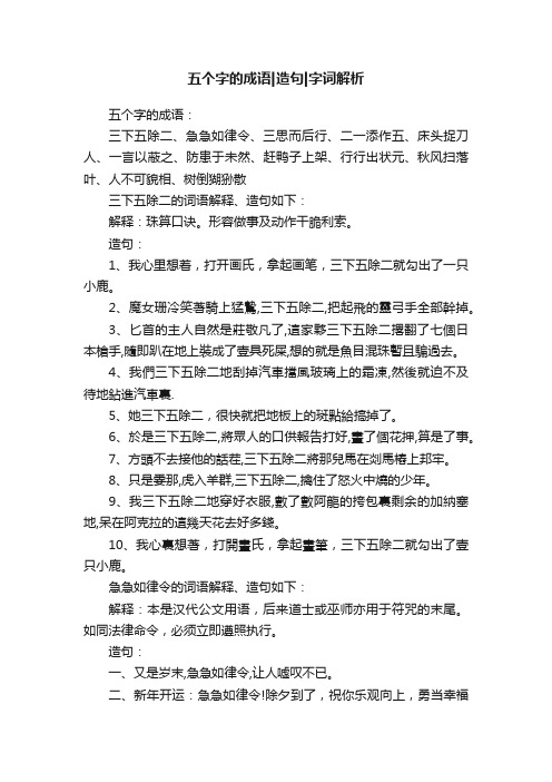 五个字的成语造句字词解析