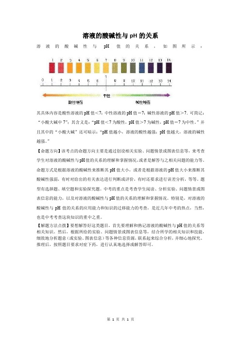 溶液的酸碱性与pH的关系