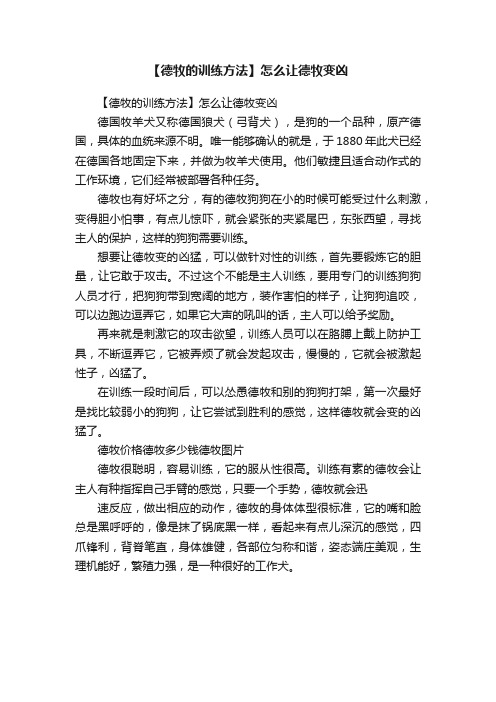 【德牧的训练方法】怎么让德牧变凶