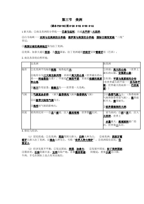 七年级地理下册第六章认识大洲6.3美洲复习提纲(新版)湘教版